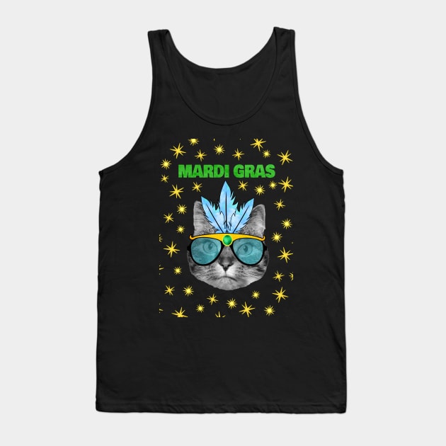 Mardi Gras Cat Tank Top by Purrfect